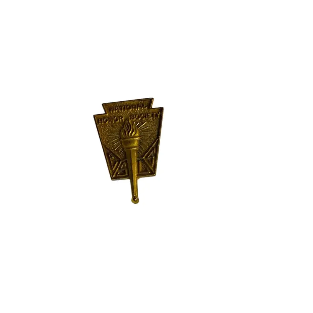Vintage National Honor Society Lapel Pin Brooch Goldtone .75 Inch - Picture 2 of 5